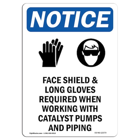 OSHA Notice Sign, Face Shield & Long With Symbol, 10in X 7in Rigid Plastic